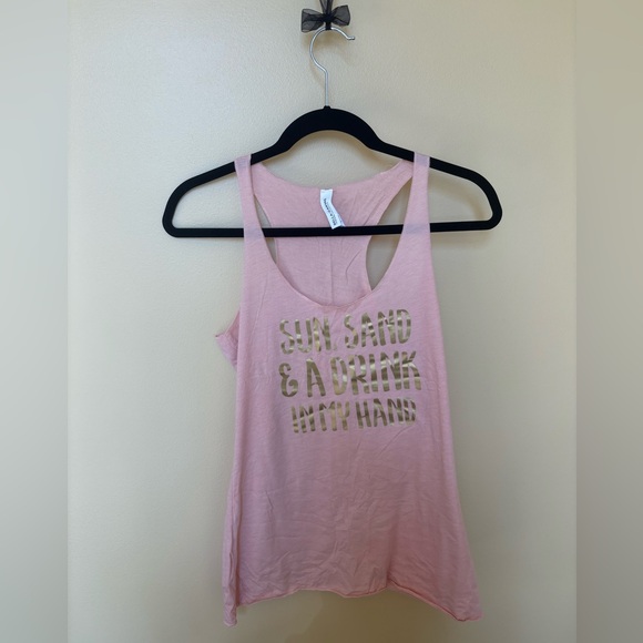Pink Tank Top with Gold Text - Picture 1 of 1